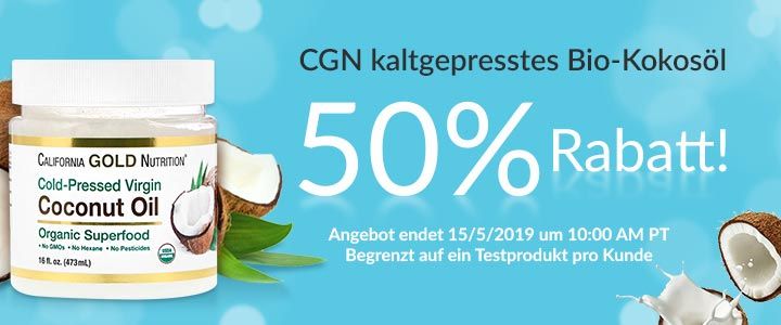 Natural Coconut Oil product display with fresh coconuts