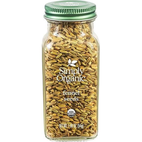 Organic Fennel Seed whole spice in glass jar