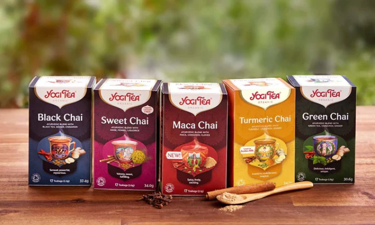 Yogi Tea organic herbal tea box with Ayurvedic ingredients