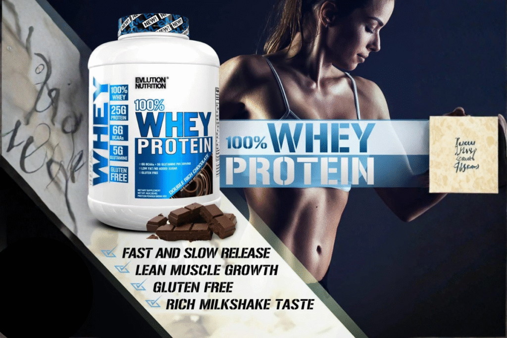 EVLution Nutrition Standard 100 Whey Protein Powder in Double Rich Chocolate flavor 5lb tub.