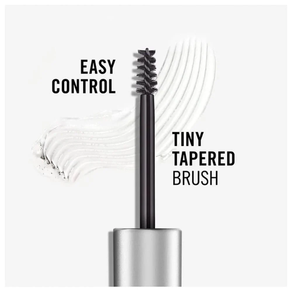 Rimmel London Wonder’Full Clear Brow Gel bottle and tapered wand for easy eyebrow drawing.