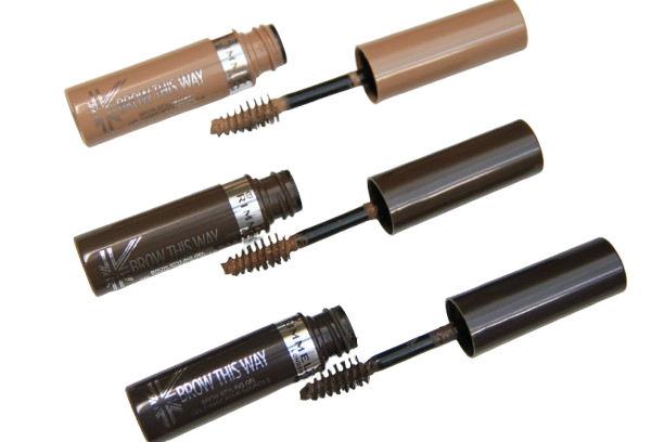 Rimmel London Wonder’Full Clear Brow Gel bottle and tapered wand for easy eyebrow drawing.