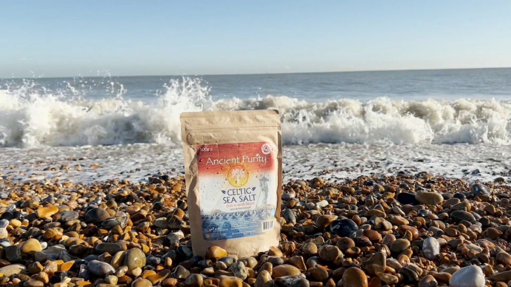 Fine ground celtic sea salt in resealable pouch packaging