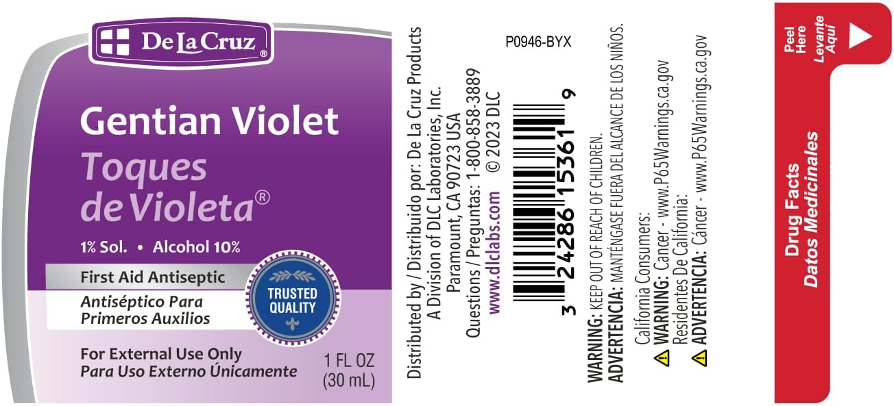 A 1oz bottle of Gentian Violet 1 percent first aid antiseptic solution for skin infections and thrush