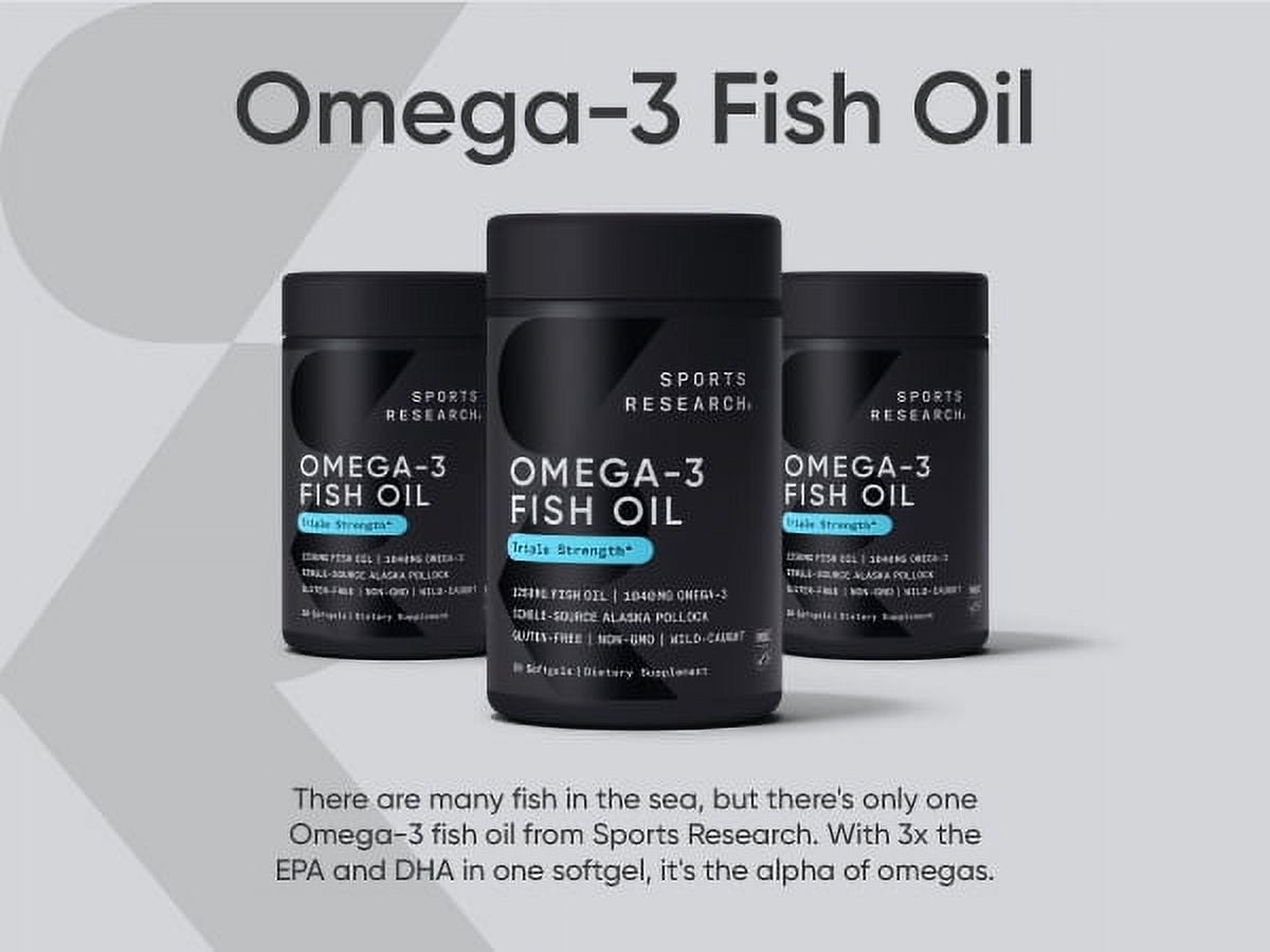 Omega-3 Sports Research Fish Oil triple strength supplement bottle