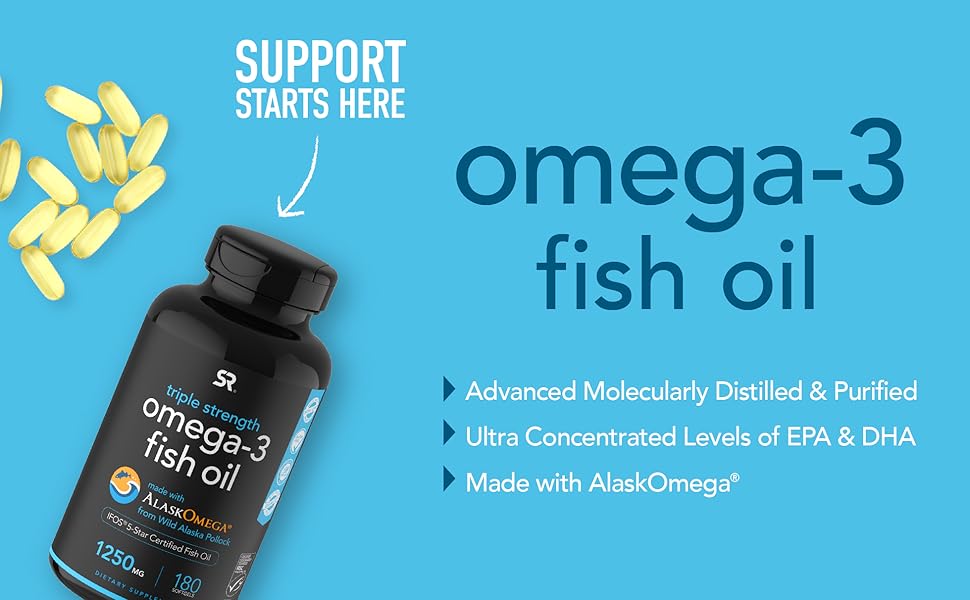 Omega-3 Sports Research Fish Oil triple strength supplement bottle