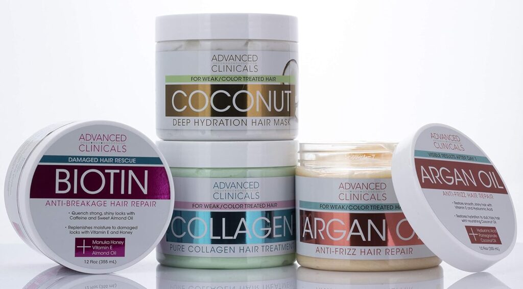 Advanced Clinicals Keratin Sleek + Smooth Hair Mask jar on a clean white background