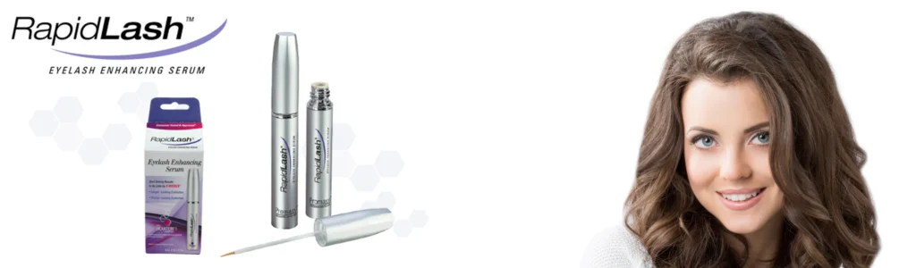 RapidLash Eyelash Enhancing Serum bottle designed to support longer and healthier eyelashes