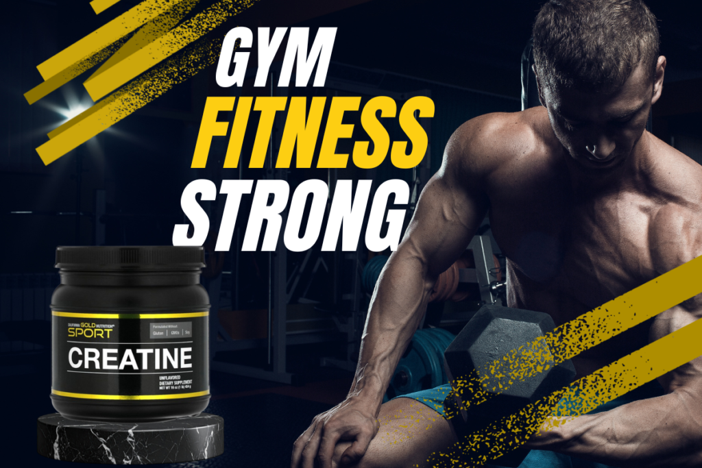 A container of California Gold Nutrition Sport Pure Creatine monohydrate powder on a clean white background.