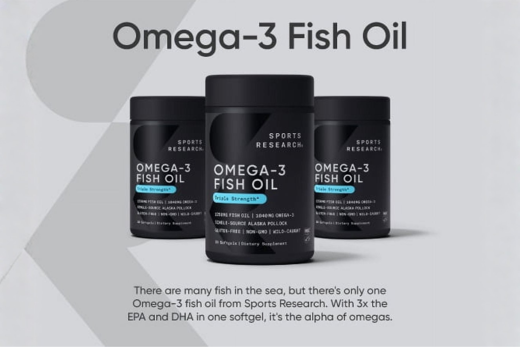 7 Ultimate Benefits of Sports Research Omega-3 Fish Oil Omega-3 Sports Research Fish Oil triple strength supplement bottle
