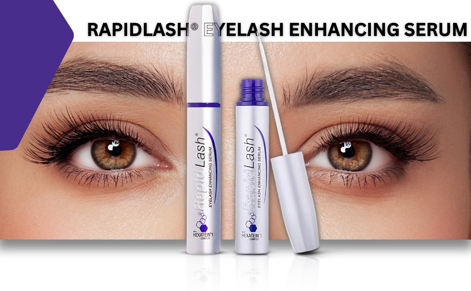 RapidLash Eyelash Enhancing Serum bottle designed to support longer and healthier eyelashes
