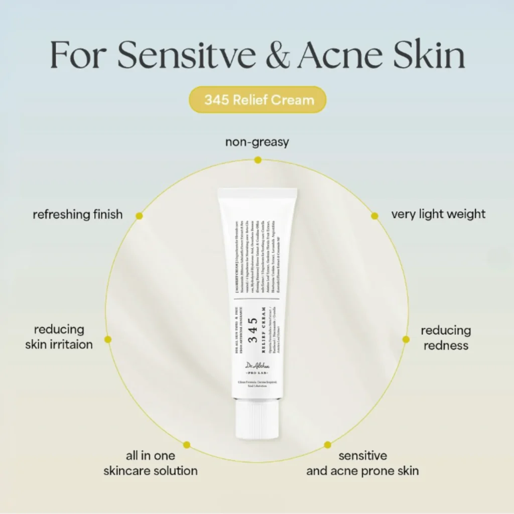 Close-up of the lightweight gel-cream texture of Dr. Althea 345 Relief Cream, an intensive barrier repair formula for sensitive and acne-prone skin.