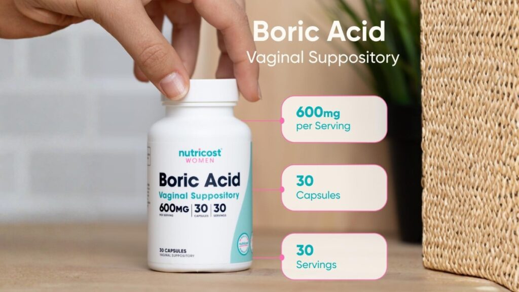 Nutricost, Women, Boric Acid, Vaginal Suppository, 600 mg, 60 Capsules